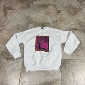 Vintage Fruit Of The Look Best Sweatshirt Adult Medium Abstract Painting Y2K USA